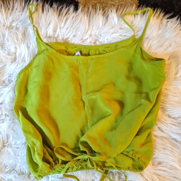 3 for $20!  Bar III 100% Silk Beaded Crop Tank Tie Back - Picture 5 of 6